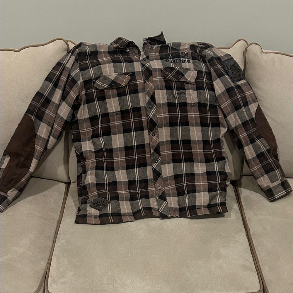 Harley-Davidson Plaid Jacket with Black and Brown Accents